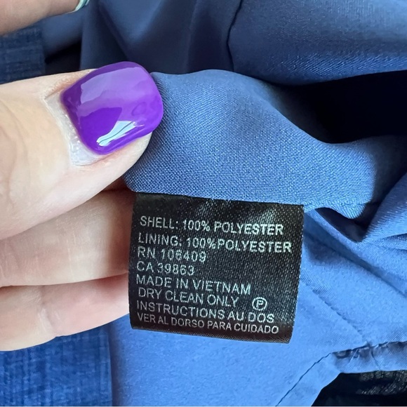 TAHARI Blue Stretch Denim Look Turn Lock Dress 8 Petite - Picture 10 of 11